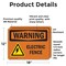 Signmission Electric Fence With Symbol OSHA Warning Sign, Vinyl Decal, 18in W x 12in L, 2PK OS-2PACK-WS-D-1218-L-12088 - alternate 4